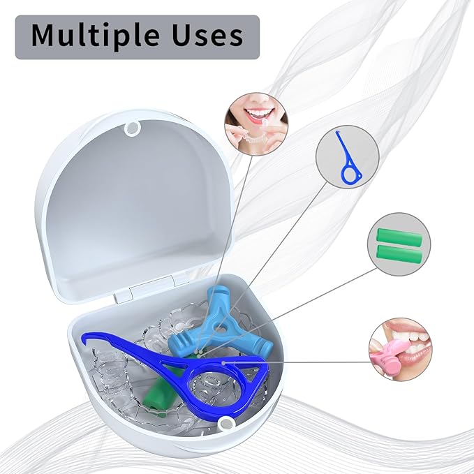 ARGOMAX Retainer Case Mouth Guard Holder Aligner Container Compatible with Invisalign Denture Storage Holder White ﻿