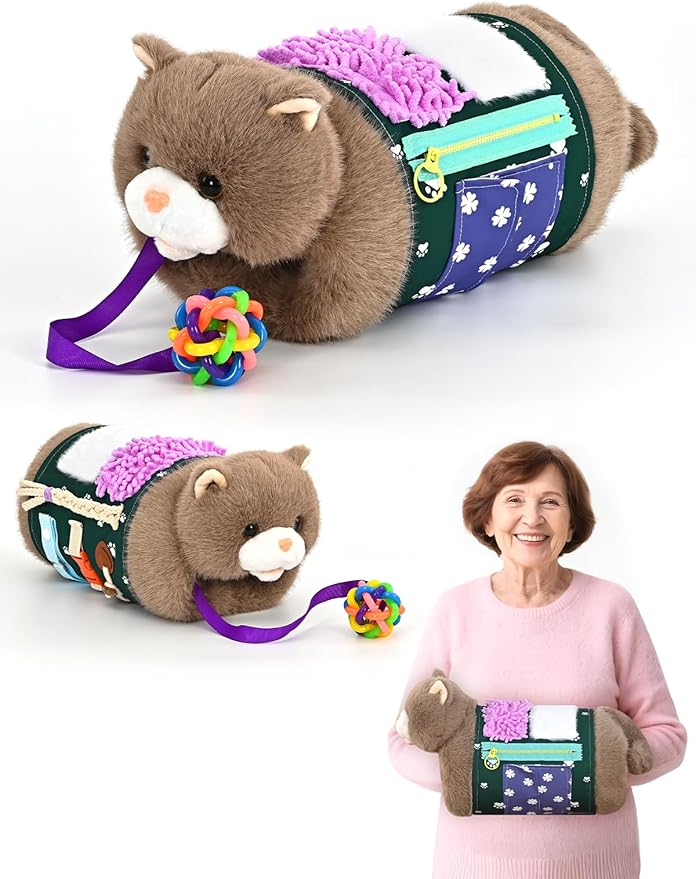 Fidget Blanket and Muff Cat for Adults with Dementia, Alzheimers Dementia Activities Products for Elderly and Seniors,Fidget Toys Gift and Game for Alzheimer’s or Dementia.