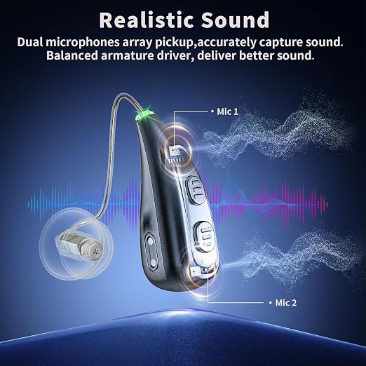 Hearing Aids for Seniors, Hearisay Rechargeable Hearing Amplifiers, 5 Levels of Volume Automatic Digital Noise Cancelling Hearing Aids for Seniors with Super Convenient Charging Case (black)