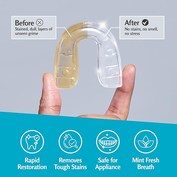 Retainer Cleanser Tablets Invisalign Cleaner, Removes Odors Discoloration Stains and Plaque 4 Month Supply Denture Cleansers Retainers Mouth Guards Denture Bath Mint by M3