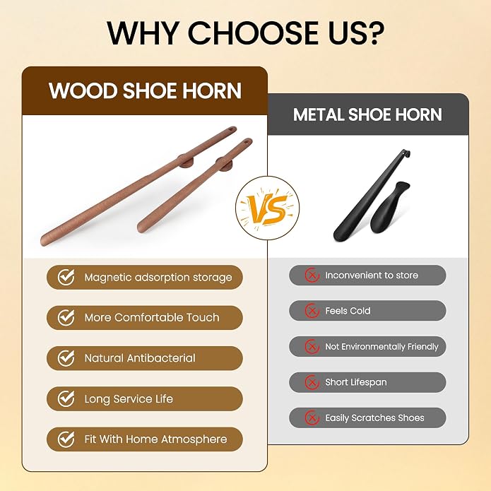Shoe Horn Long Handle for Seniors 29.5" Extra Long Shoehorn Wooden for Men Women, with Magnetic Base Wall Mounted