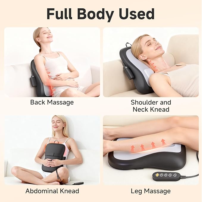 Shiatsu Back and Neck Massager for Pain Relief Deep Tissue, Up and Down Rolling Back Massager with Heat, 3D Kneading Massage for Office Home Car, Birthday Gifts for Women Men Mom Dad