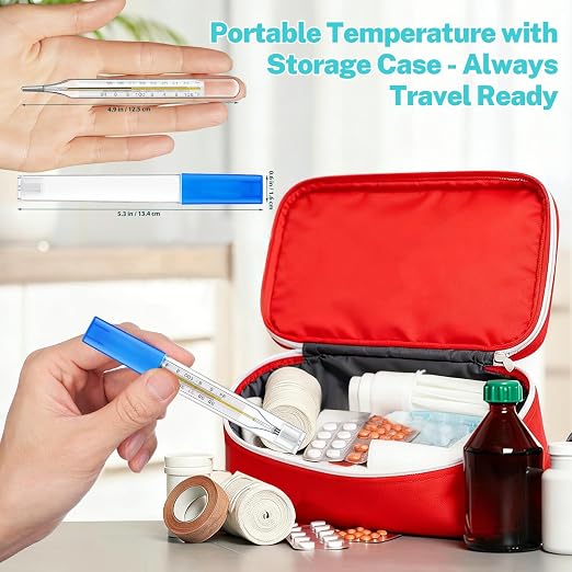 MAGICLULU 2Pcs Glass Temperature for Adults, Oral Temperature Armpit Precise Measurement Fast Reading for Kids Baby Elderly Family Clinic Dual Scale ℃ & ℉