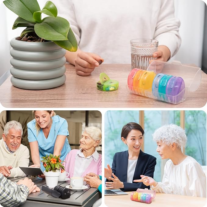 Sukuos Large Weekly Pill Organizer 2 Times a Day, Daily Pill Box 7 Day Easy to Open with Double Protection, AM PM Pill Case for Medicine/Vitamin/Fish Oil/Supplements (Clear)