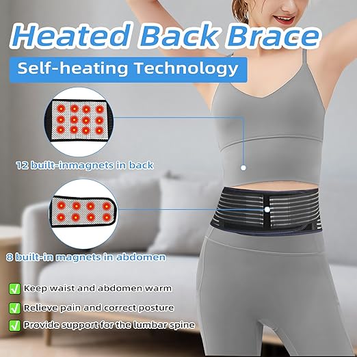 Back Brace for Lower Back Pain Relief, Lumbar Support Belt for Work for Men&Women with Magnet, 4 Reinforced Stay, Self Heating Adjustable Back Support for Sciatica,Herniated Disc,Scoliosis (X-Large)