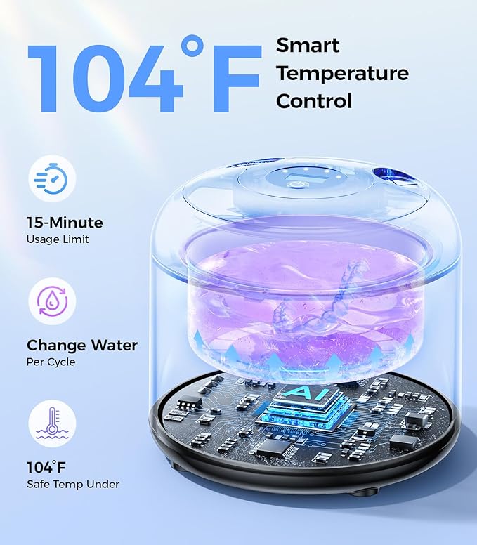 Retainer Cleaner 48kHz, Ultrasonic Retainer Cleaner Machine with 4 Modes for Dentures, Aligners, Mouthguards, Retainers, Jewelry Cleaner and Dental Cleaning Pod (Black)