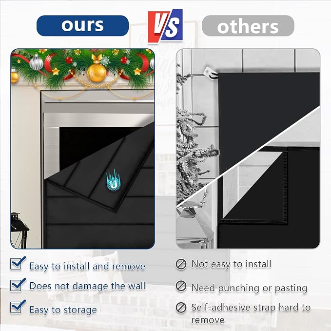 Fireplace Cover, Magnetic Fireplace Blocker Blanket Stops Heat Loss, Indoor Fireplace Draft Stopper Save Energy, Magnetic Fireplace Draft Cover for Iron Fireplace Frame (38"x28")