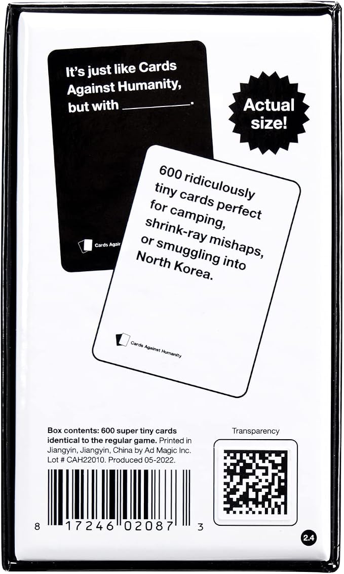 Cards Against Humanity: Tiny Edition • Miniature Main Game with 600 Ridiculously Tiny Cards