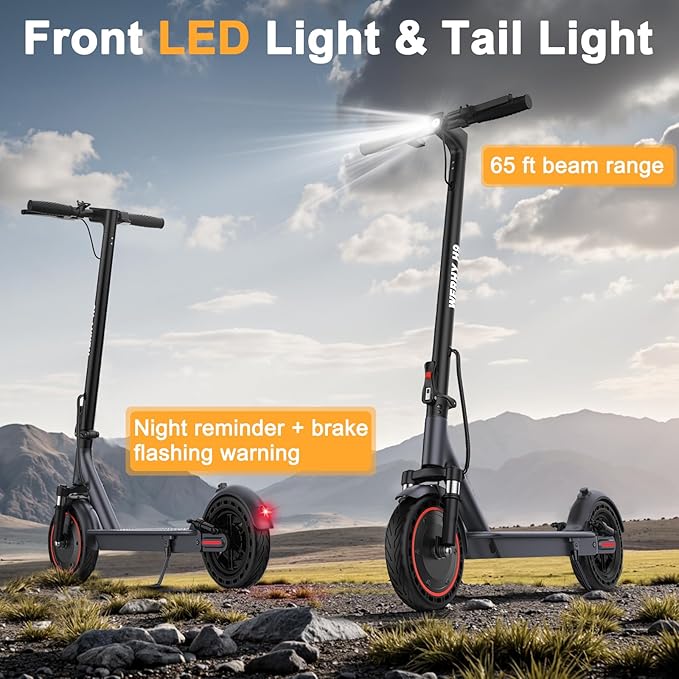 Electric Scooter, 10"/8.5" Solid Tire, 500W/350W Powerful Motor & 19/22 MPH Top Speed, 28/25/22/16 Miles Long Range, Folding E Scooter with Dual Braking for Teens and Adults