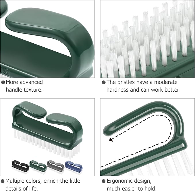 Larbois Handle Grip Nail Brush, Hand Fingernail Brush Cleaner Scrubbing Kit Pedicure for Toes and Nails Men Women
