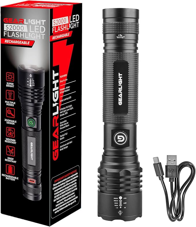 LED Flashlight High Lumens, Tactical Flashlight Battery Powered (Batteries Not Included), Bright Handheld Flashlight for Camping, Hunting, Home, Security, Hiking, Walking at Night & Emergency Use