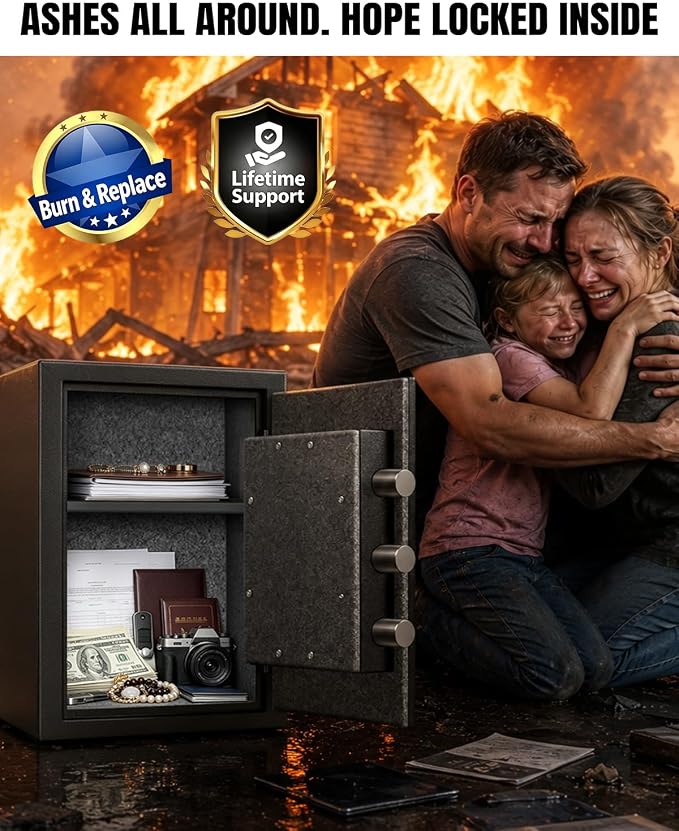 𝐔𝐩𝐠𝐫𝐚𝐝𝐞𝐝 𝟐𝟎𝟐𝟔 Fireproof Safe Box| 𝟏𝟕𝟎𝟎°𝐅 𝟑𝟓-𝐌𝐢𝐧 Protection| 2.8 Cuft Fire Proof Digital Home Safes with Smart Alarm System, Bolt-Down Design| for Documents Jewelry Electronics