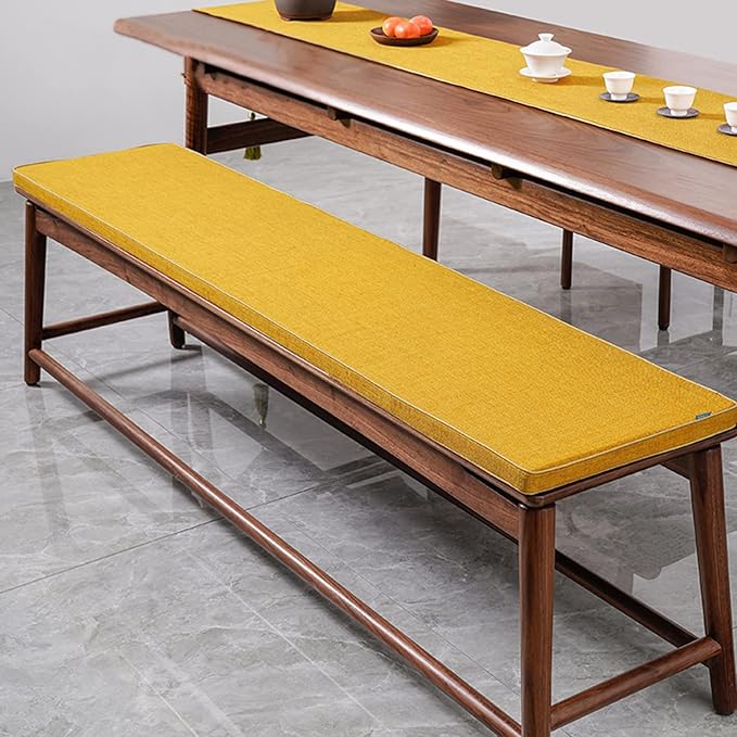 Cushion Custom Size for Bench, Customize Cushion for Indoor Outdoor Patio Furniture Window Seat, Linen Cover with Zipper and 45D High-Resilience Foam Insert (Custom Sizes, Yellow)