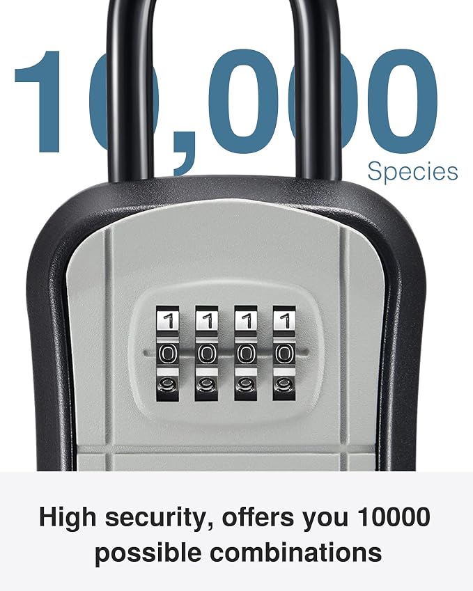 Puroma Key Lock Box Outdoor 4 Digit Code Combination Lockbox House, 2 Gray | For Contractors Guest Realtor Storage Keys, Portable, Home Wall Mount, Resettable, Combination, Weatherproof, High-capacity