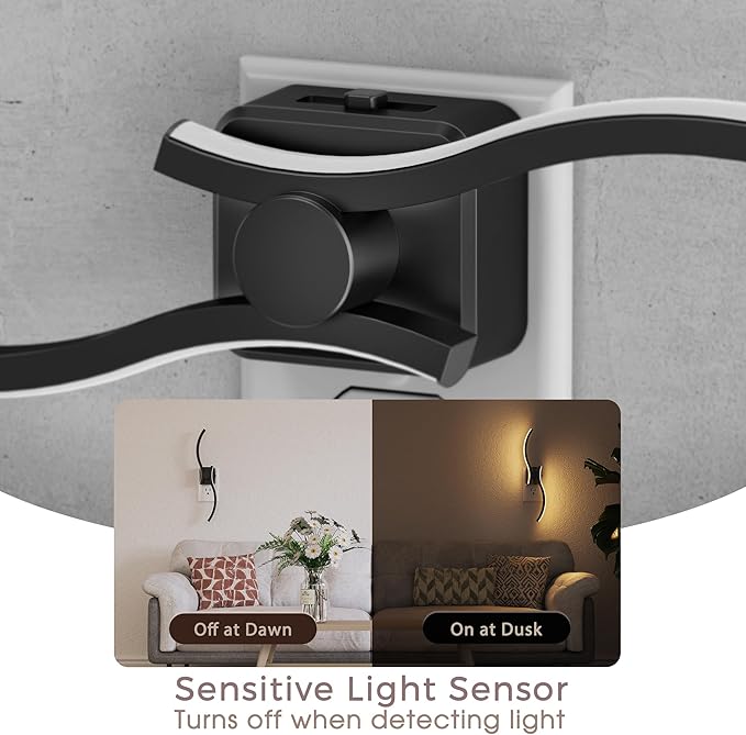 Briignite Night Lights Plug into Wall 2 Pack, Wall Sconce Night Light with Dusk to Dawn Sensor, Dimmable Night Light Plug in, 1W 3000K Soft White for Adults Kids Room Bedroom Bathroom Hallway Kitchen