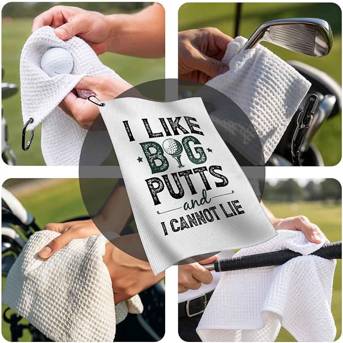 Mens Golf Towel with Clip,Funny Golf Bag Accessories for Women,Golf Gifts for Mom Grandma Dad Grandpa,16x24inch Waffle Weave Microfiber, Birthday Fathers Day Christmas Retirement Golfer Gifts