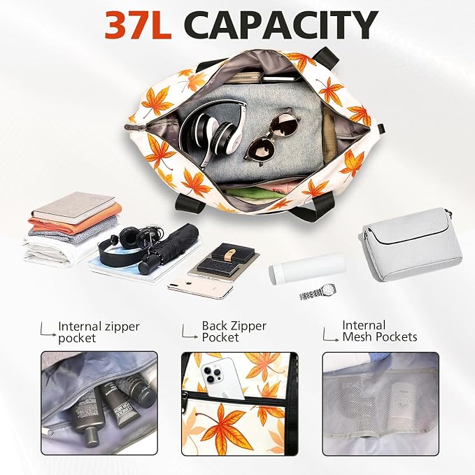 TOPBAG Travel Duffle Bag, Waterproof Weekender Carry On Tote Bags for Women, Sport Gym Bag for Men, Hospital Bag for Labor and Delivery, Overnight Luggage Bag with Trolley Sleeve Coral