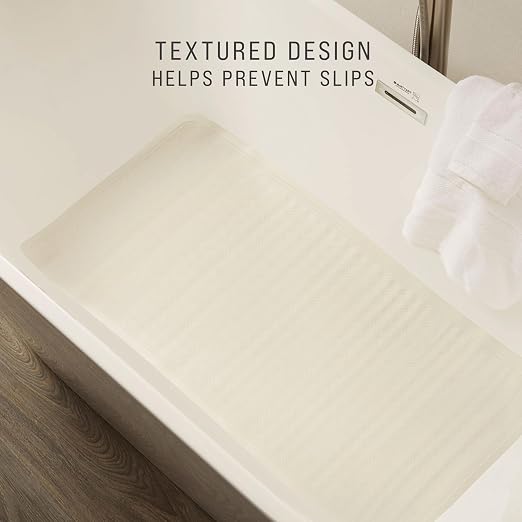 Rubbermaid Commercial Products Bath Tub and Shower Mat, 36-Inch X 18-Inch, White, Extra Long, Machine Washable, Safti-Grip Non-Slip Bathroom Mat with Suction Cups for Home/Hotel/Shower/Bathtub