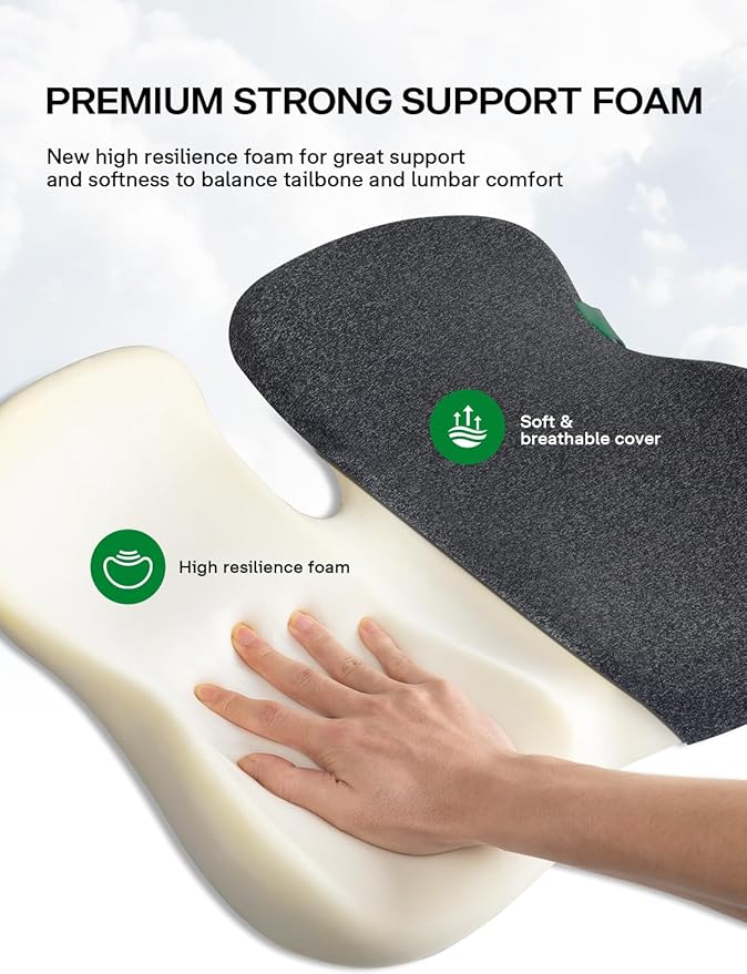 Medisana Seat Cushion, SC 150B Seat Cushions for Office Chairs, Car Seat, Wheelchair - Sciatica & Tailbone & Coccyx Pain Relief Pillow for Driver Sedentary People（Size:19.6 * 16.6 * 3.7 in-Black）