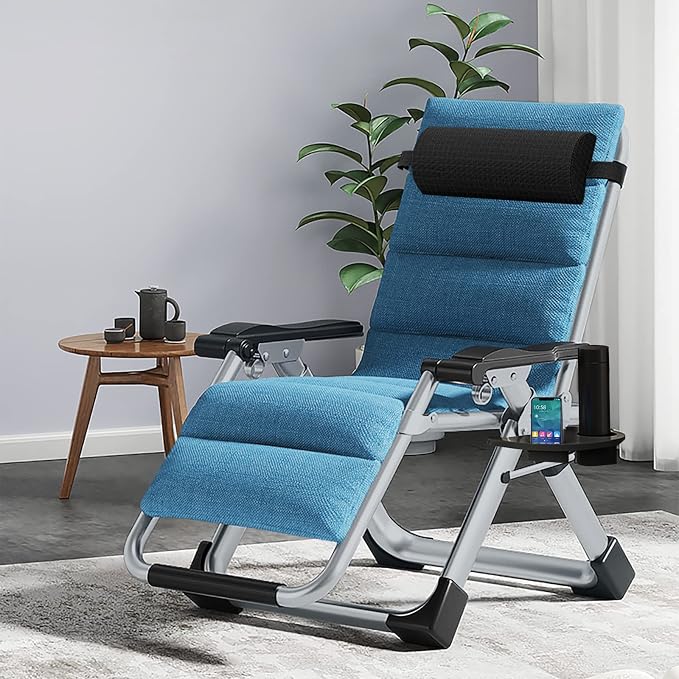 Comfy Folding Recliner Chair -Bedroom Living Room Chairs | Patio Lounge Chair with Removable Cushion for Indoor Outdoor