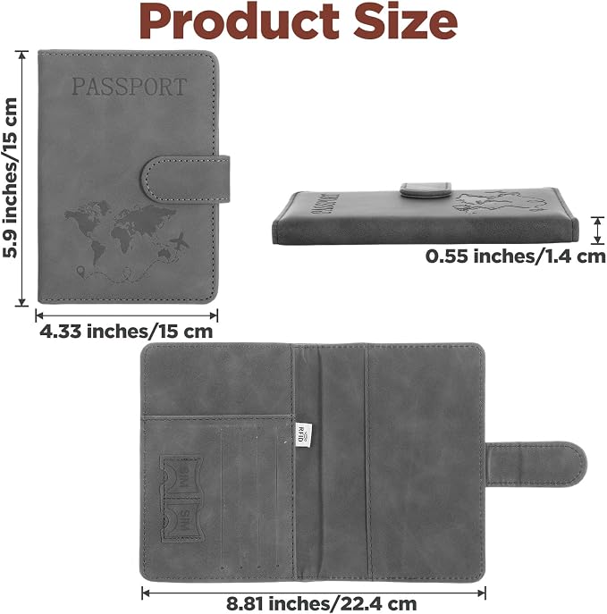4 Pack Passport Holder for Travel, Passport Wallet Cover Case Waterproof RFID Blocking Passports Holders with Pen Holder Travel Must Haves Accessories, Passports Book Holders for Women and Men