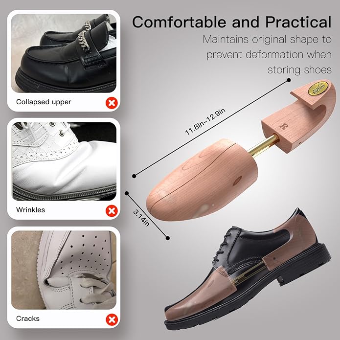 eachway Cedar Shoe Trees for Men and Women, Wooden Shoe Stretcher, Sneaker and Dress Shoe Widener, Shape Keeper