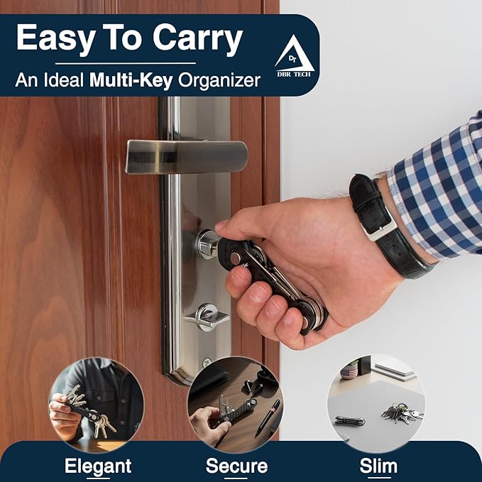 Carbon Fiber Compact Key Holder, Premium Smart Key Organizer Keychain (4-20 Slots), Heavy Duty Minimalist Multikey Folding Pocket Keyholder, Durable Locking Mechanism, Slick Slim Quiet Profile