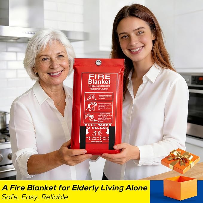 FLASLD Emergency Fire Blanket for Home, 40x40 Inch Fiberglass Fire Blankets Emergency for People, Fire Suppression Blanket for Kitchen, Fire Extinguisher for Home