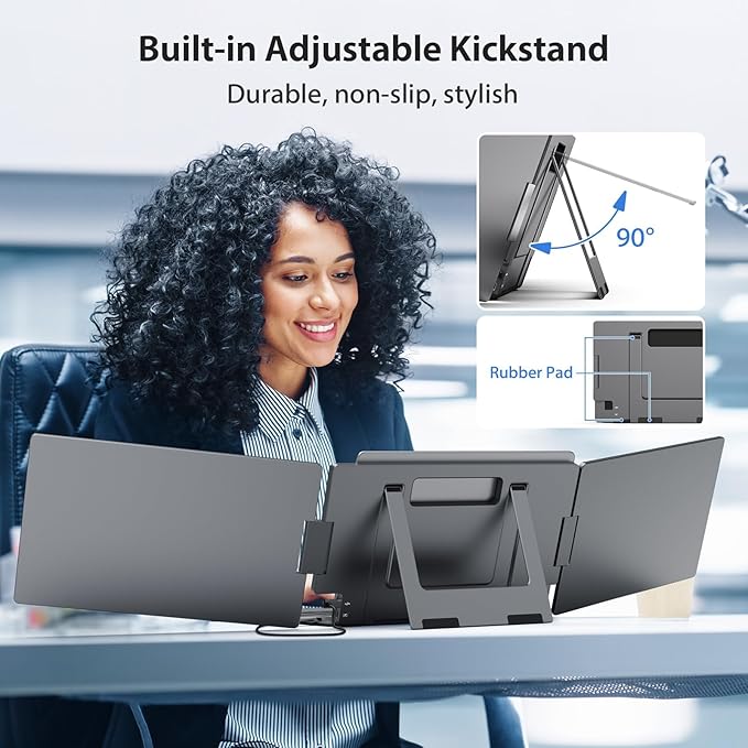 KYY Laptop Screen Extender, 14'' FHD 1080P USB-C Portable Monitor, IPS Computer Monitor, Dual Monitor for Triple Screen, for 12"-16" Laptop (Mac, Wins, Android) Driver Need