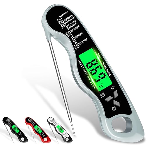 Cooking Thermometer，IP67 Waterproof Meat Thermometer Digital | Backlight，Magnetic attraction，Hold Function，Instant Read，LED screen，for Cooking,Outdoor Grilling