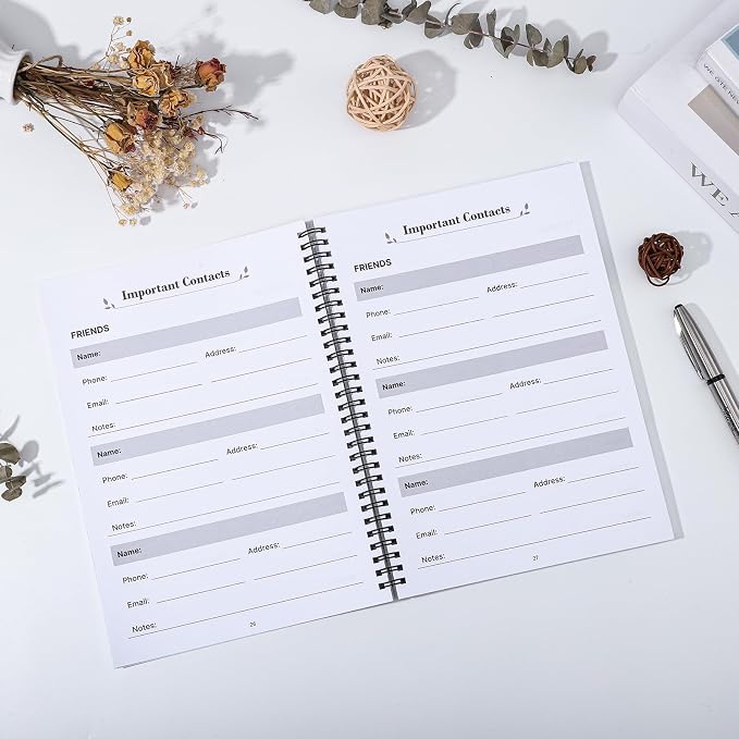 Thboxes My Final Wishes Planner, End of Life Estate Organiser Book, Flowers | Spiral Bound Notebook, 7.4 x 10.1 In, Possessions And Affairs Pages, When I Am Gone Notes, for Adults, Seniors, Families