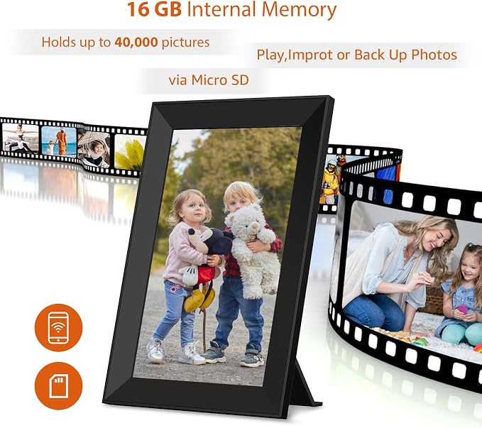 FRAMEO Digital Picture Frame WiFi 10.1 inch Digital Photo Frame Auto-Rotate | Slideshow Electronic Picture Frame HD IPS Touch Screen,Great, Easy to Set up and use Share Photos/Videos Best Gift