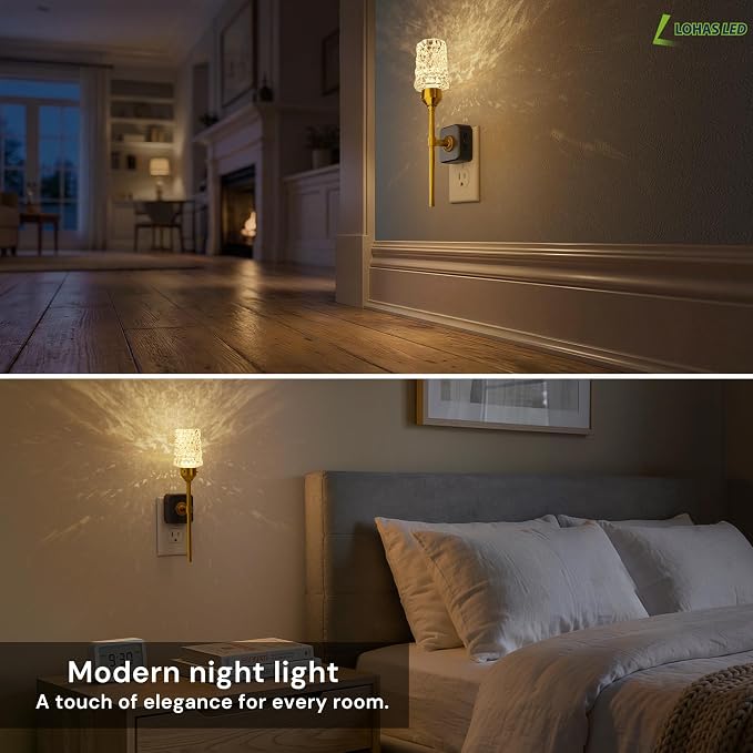 L LOHAS LED Night Light, Night Lights Plug into Wall | Automatic Night Lights with Auto Light Sensor, 0-100LM Adjustable Brightness Rotating Crystal Nightlight for Bedroom Hallway