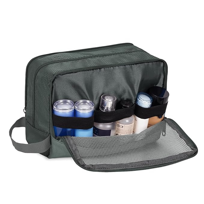 WANDF Travel Toiletry Bag for Men, Small Dopp Kit for Toiletries | Water-Resistant Fabric, Travel Bag for Toiletries, Compact Storage, Shaving Accessories, Weekend Trips