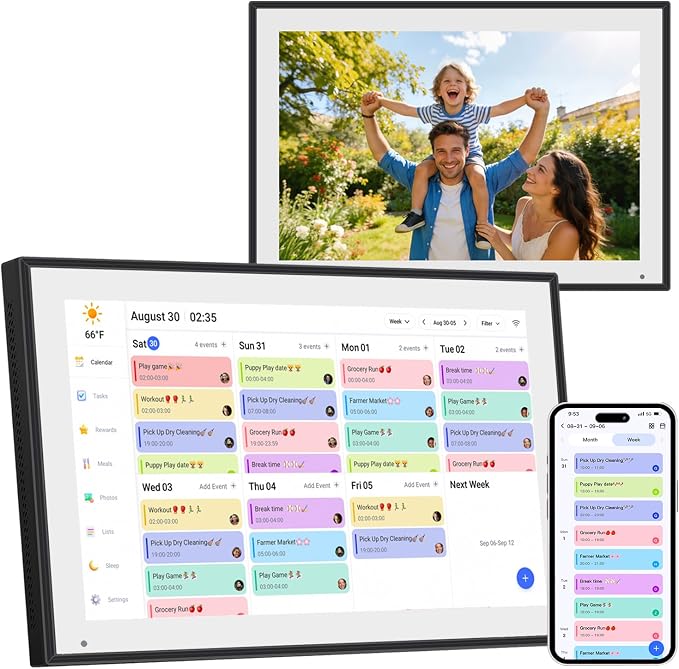10.1 inch Digital Calendar & Chore Chart,Smart Touchscreen Interactive Display for Family Schedules, Wall & Desk Mountable, Digital Photo Frame Functon, Great for Organizing Your 2026 Calendar