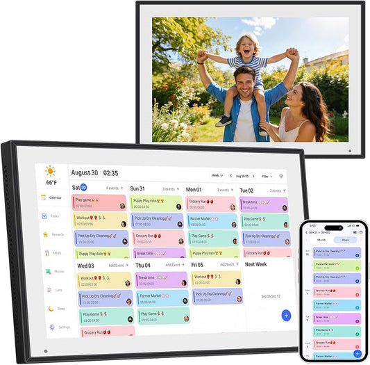 10.1 inch Digital Calendar & Chore Chart,Smart Touchscreen Interactive Display for Family Schedules, Wall & Desk Mountable, Digital Photo Frame Functon, Great for Organizing Your 2026 Calendar