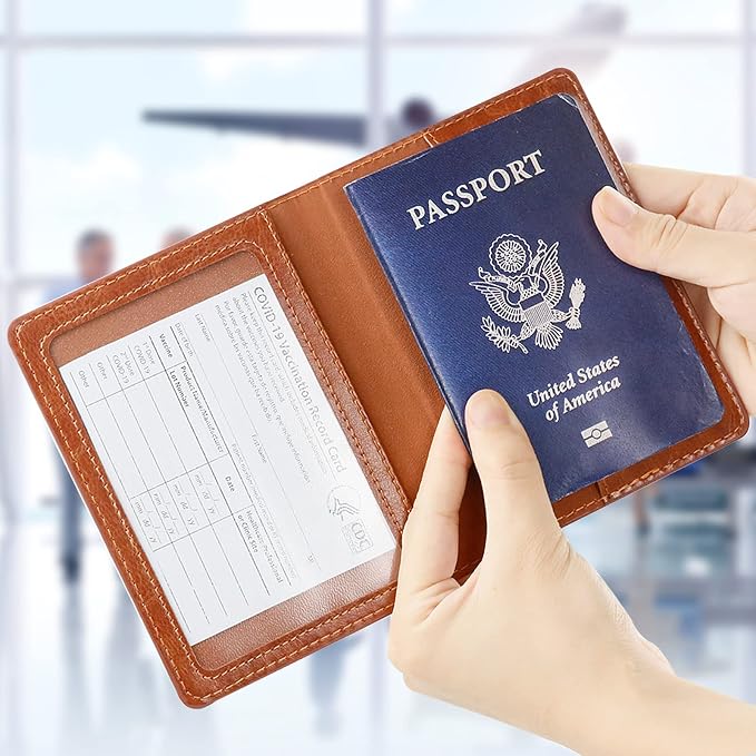 TIGARI Passport Holder for Travel Women Men, Valentines Day Gifts PU Leather Wallet Cover Case Sleeve, Waterproof Protected Document Organizer, Vacation Plane Cruise Travel Essentials