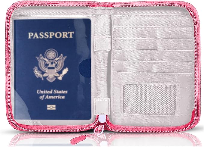 Passport Holder for Travel, RFID Blocking Wallet for Couples Men and Family | Multi-compartment organizer holds passports, cards, tickets, IDs and cash for women, couples and international family travel