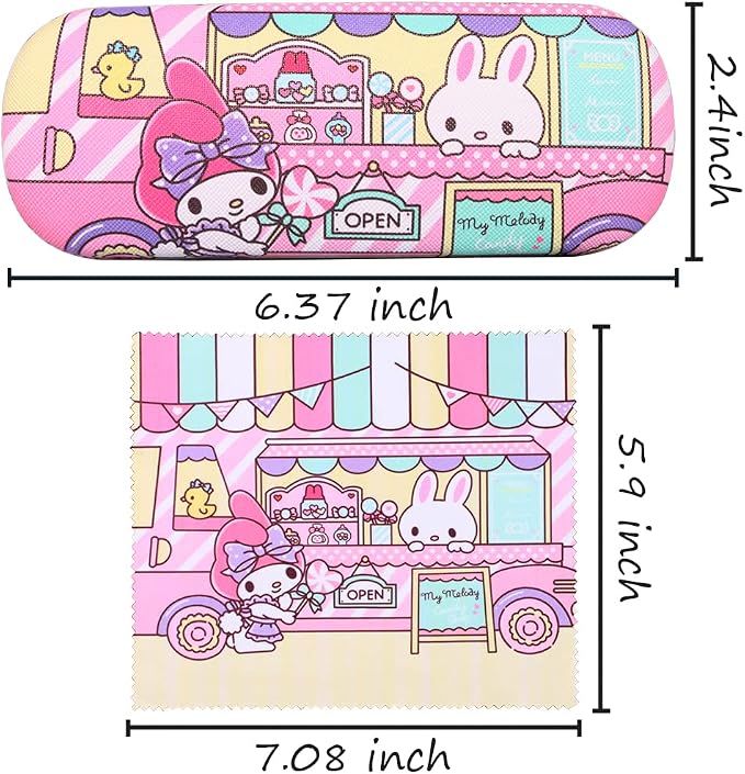ADBGV Cute Stylish Hard Shell Eyeglasses Cases Protective Case Storage Box With Glasses Cloth Eyeglass Strap for Girl Teen