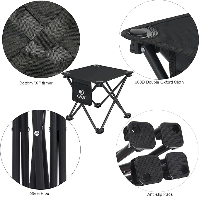 Camping Stool 2 Pack,13 Inch Portable Folding Stool for Outdoor Gardening and Beach Hiking Fishing,Foot Stool with Carry Bag (Black)