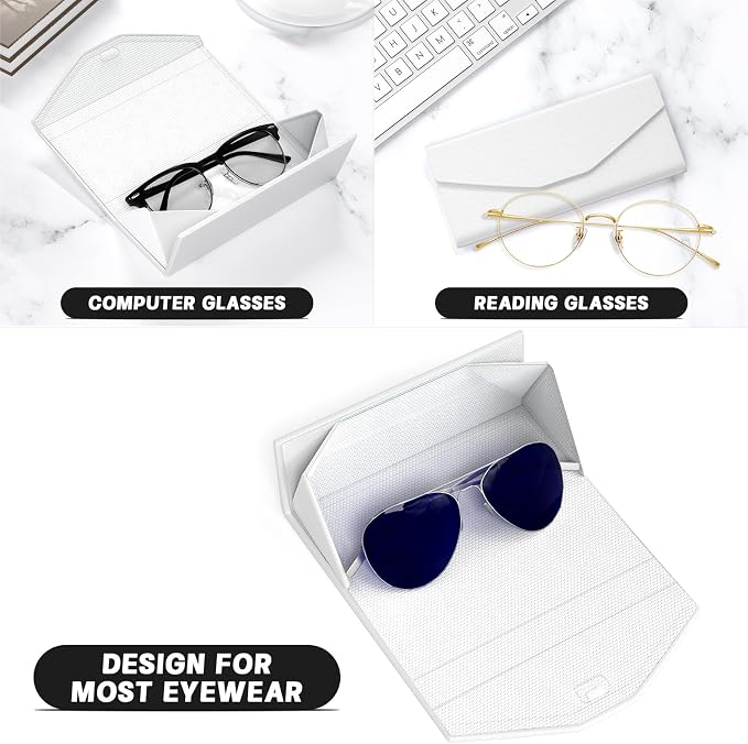 Sunglasses Case, Foldable Glasses Case, Magnetic PU Leather Hard Shell Folding Eyeglass Holder Box, Collapsible Unisex