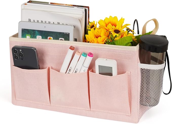 Bedside Caddy Bedside Storage Bag for Headboards/Bunk Bed | Hanging Bed Caddy with Hooks fits Bunk bed Hospital Beds Dorm Bed Rails, Essentials for Phones, Books, Remotes, Water Bottles