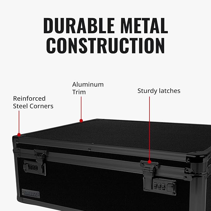 Vaultz Locking Storage Chest with Dual Combination Lock-Small Lock Box for Laptops, Tablets & Valuables, Lockable Storage Box with Code, Keyless Lockbox for Dorm, Home & Travel 18.11" x 12.99" x 6.18"