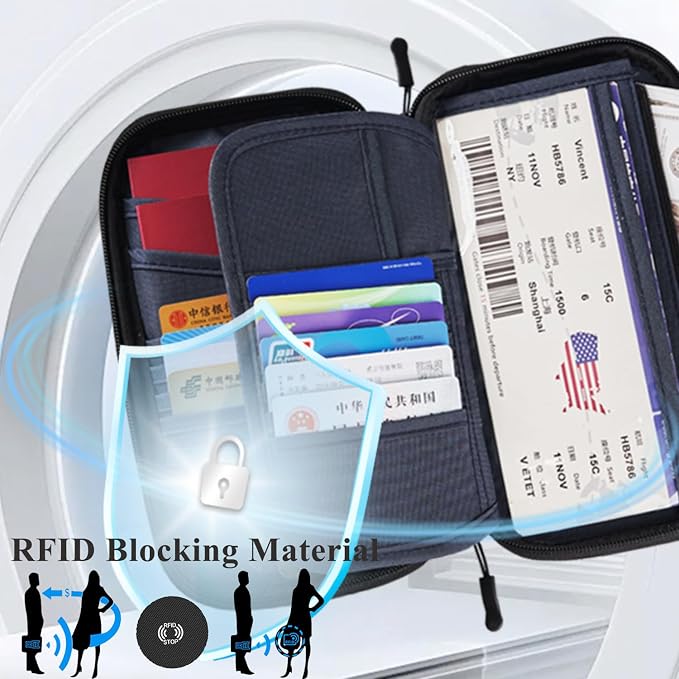 Passport Holder, RFID Blocking Family Passport Wallet, Multi-functional Travel Document Organizer, Large Capacity for Women, Men, and Families