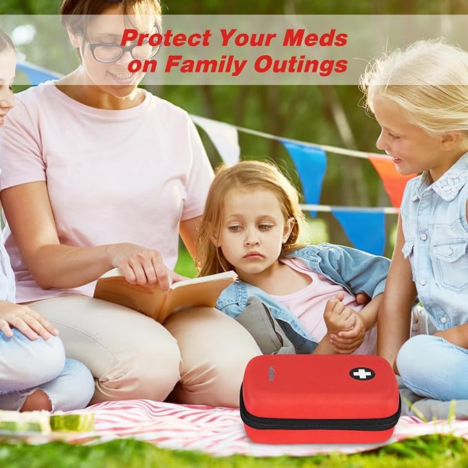 MEDMAX Hard Shell EVA Epipen Medical Carrying Travel Case Holds 3 EpiPens | Shock Absorption Medication Organizer Bag Emergency Medical Pouch for Asthma Inhaler, Allergy Medicine Essentials, Large