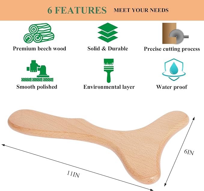 Komogir Wood Therapy Massage Tool Wooden Lymphatic Drainage Massager Body Sculpting Tools for Maderoterapy,Gua Sha,Muscle Release-11 * 6inches