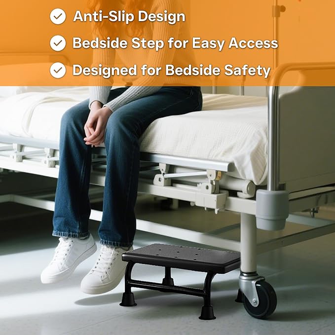 Single-Step Stool for Adults & Kids – Heavy-Duty Foot Step with Non-Slip Rubber Platform, Supports Up to 350 lbs, Lightweight Stepping Stool for Bedroom, Kitchen, Bathroom, High Beds