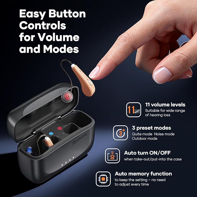 iBstone Edge Hearing Aids for Seniors Adults – Superior Sound Quality, IP67 Waterproof & Sweatproof, Durable for Outdoor Sports, Rain & Sweat, 1.5H Fast Charging