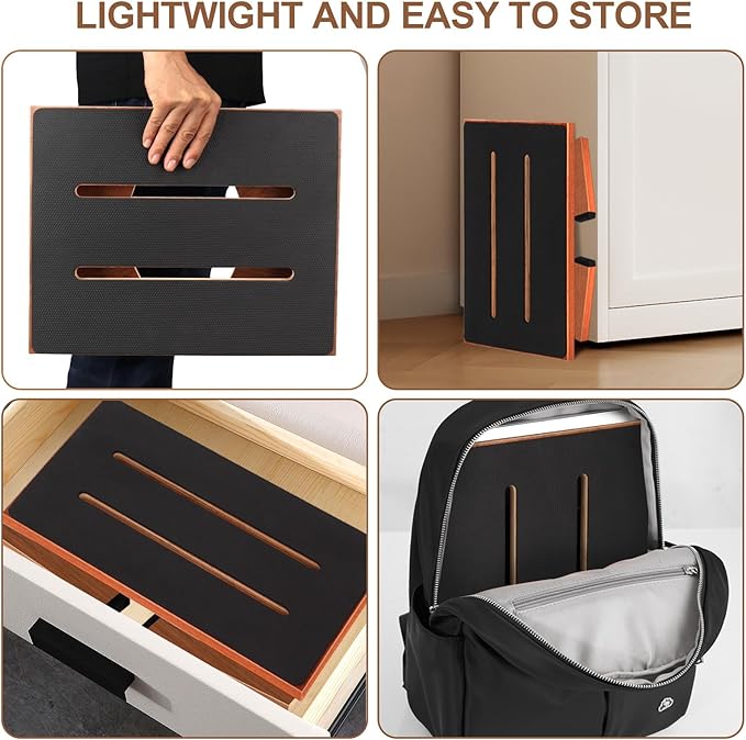 Step Stool Foldable, Wooden Step Stool with Non-Slip Rubber Stepping Feet, Folding Platform Step Stools for Adults Seniors in Kitchen, Home, Bedroom, Office, Rv, Easy to Carry,450 LBS Capacity (Brown)