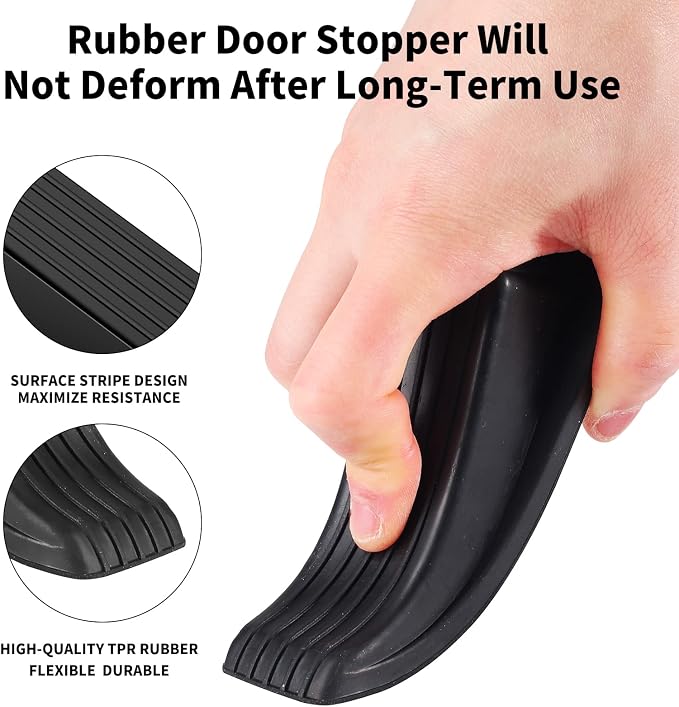 Door Stoppers, 4 Pack Premium Rubber Door Stoppers for Bottom of Door Security Rubber, Door Stopper Wedge for Carpet Heavy Duty Door